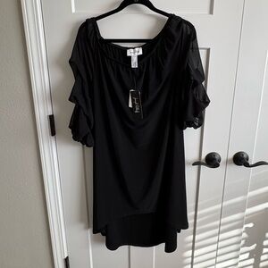 NWT, dress/tunic blouse, Joseph Ribkoff, high/low, sheer bubble layer sleeve, 12